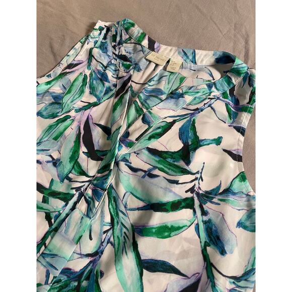 St. Tropez West Sleeveless Blouse Tropical Print SZ M - Picture 2 of 8